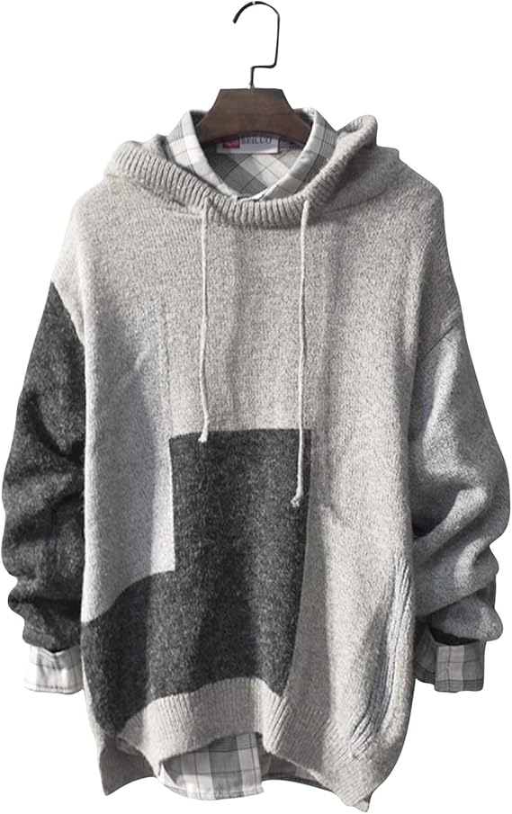 Amazon ニットパーカー メンズ セーター ニット トップス フード付き プルオーバー 厚手 おしゃれ おおきいサイズ 秋 冬 春 セーター 通販