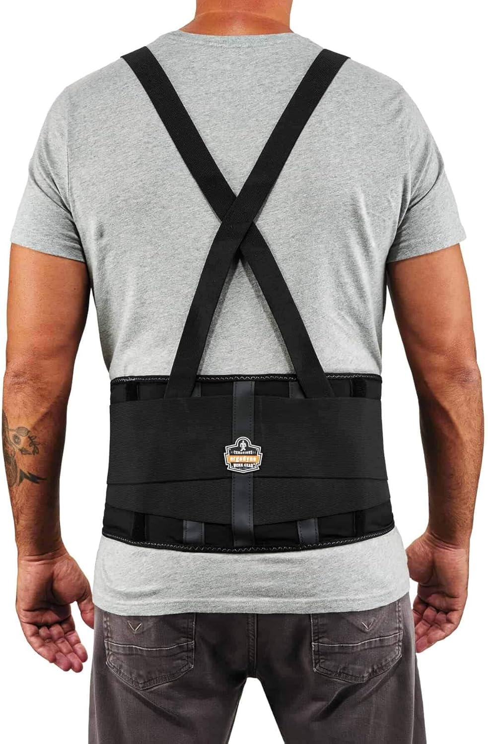Ergodyne ProFlex 100 Back Support Brace, 8" Spandex Belt, Adjustable, Removeable Straps (RA5762), Black, XL - Back Support Belts - 