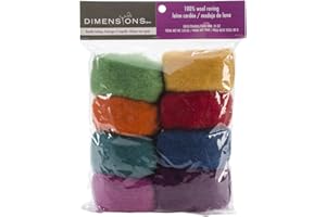 Dimensions Needlecrafts Rainbow Wool Roving for Needle Felting, 8 pack, 80g