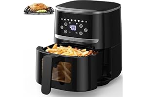 Adoolla Air Fryer Oven 5 Qt Large Oil Free Touch Screen 1500W Mini Oven Combo with 7 Accessories, One-Touch Digital Controls, Nonstick Tray & Dishwasher-Safe Detachable Square Basket, Timer