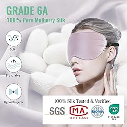 Sleep Mask with Pouch, 2 Pack 100% Real Natural