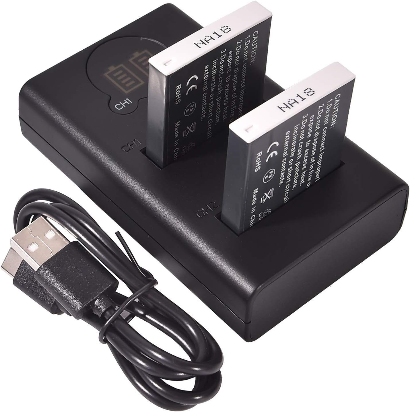 DSTE 2x NB-6L Replacement Battery + Dual USB Charger with LCD Display Compatible with NB-6LH and Canon PowerShot X500, SD3500