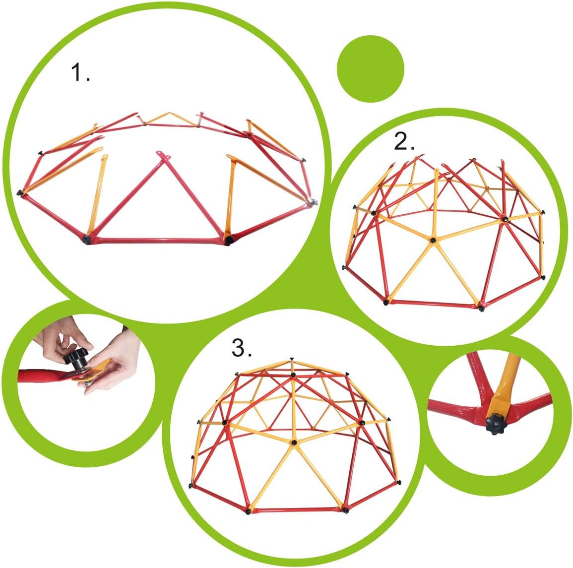 TOBBI Outdoor Dome Climber 6.6' Wide x 3.75' High, Playground Climbing Frame Backyard Gym in Red & Yellow: Toys & Games