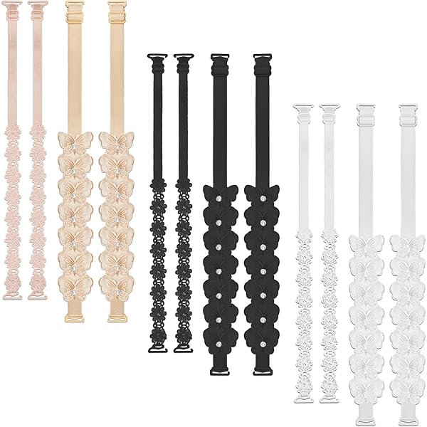6 Pairs Flower Lace Bra Straps - Adjustable, Non-Slip, Replacement Straps For Tops & Dresses