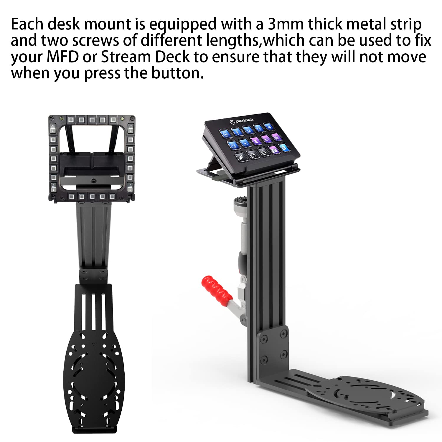 Hikig 2 Pack Desk Mount Hotas Mount Joystick Mount Compatible With Logitech X52/X52 Pro/X56/X56 Rhino Hotas, Thrustmaster T. Flight Hotas/T.16000M FCS/TCA Officer Pack Airbus Edition, VKB Hotas Mount