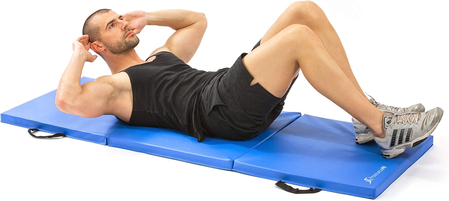 ProsourceFit Tri-Fold Folding Exercise Mat - Blue : Sports & Outdoors