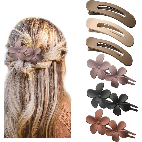 Amazon.com : 7 PACK Flower Alligator Hair Clips Matte Curved