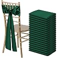 Bouiexye 50 PCS Forest Green Satin Chair Sashes Bows