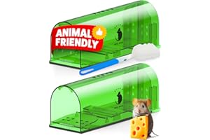 Motel Mouse Humane No Kill Live Catch and Release Mouse Traps, Reusable with Cleaning Brush - 2 Pack