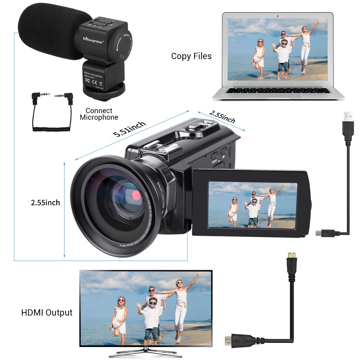 4K Camcorder, Mbuynow Video Camera 48MP 30FPS Ultra HD WiFi Digital Camera IR Night Vision 3.0\