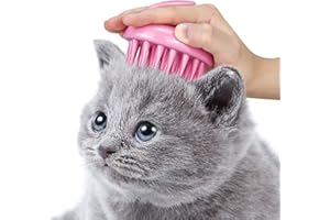 CeleMoon Cat Brush with Soft Rubber Pins, Washable Silicone Pet Brushes for Indoor Cats Grooming Shedding Massage Bath, Removes Hair Mats Tangles and Loose Fur for Short to Long Haired (Pink)