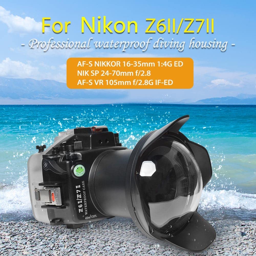 Seafrogs Underwater Housing for Nikon Z6II Z7II +8'' WA006A Dome Port Kit 40M/130FT Waterproof Case for Nikon Z7II Z6II+16-35 1.4 G, 24-70 F2.8, AF-S VR105 F/2.8G, AF-S 8-15 1:3.5-4.5 Lens