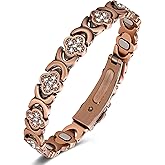Jecanori 5X Strength Magnetic Copper Bracelet for Women —Updated 5,000 Gauss Ellipse Magnets — Premium Fold-Over Clasp & Adjustable Length