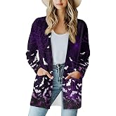 Jndtueit Gothic Skull Women Cardigan Sweaters Casual Open Front Cardigans Soft Draped Long Sleeve Jackets Dusters V-Neck Tops