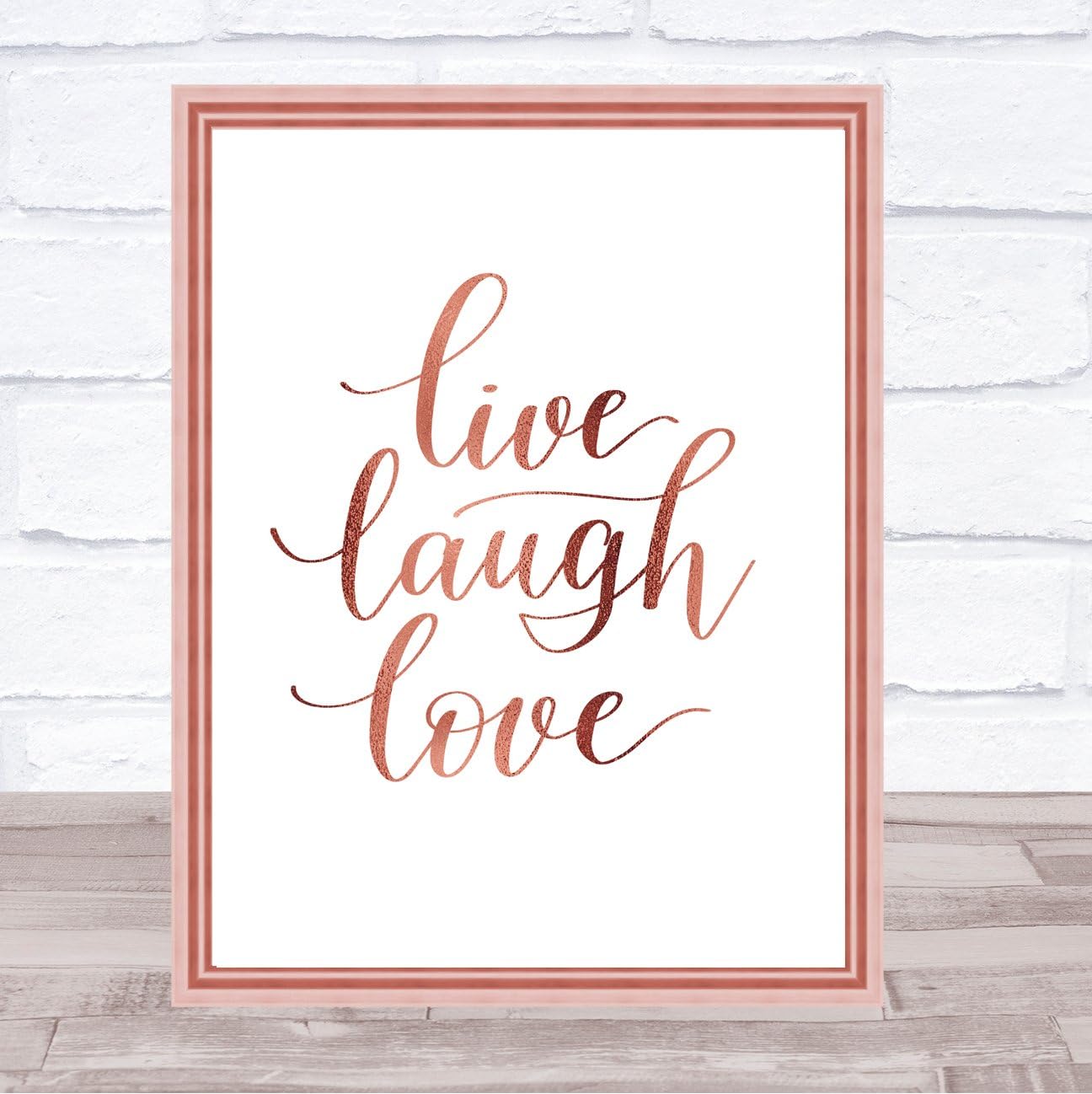 Fingerprint Designs Live Laugh Love Quote Print Poster Rose Gold Wall Art
