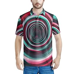 HUGS IDEA Abstract Geometry Mens Golf Shirt Fashion