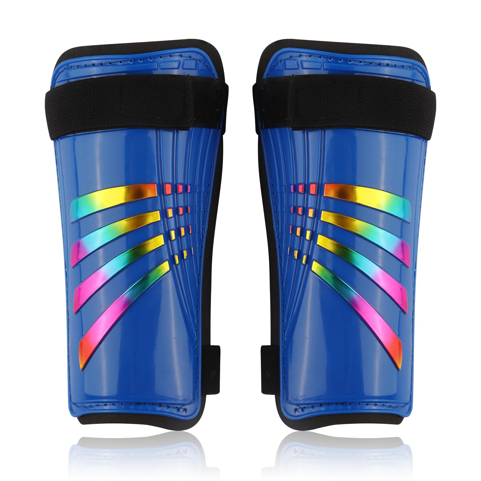 Football Shin Pads | Impact Protection Kids Shin Pads | Non Slip Double Adjustable Straps Soccer Shin Guards Boys Girls Kids 5-12 years (Blue)