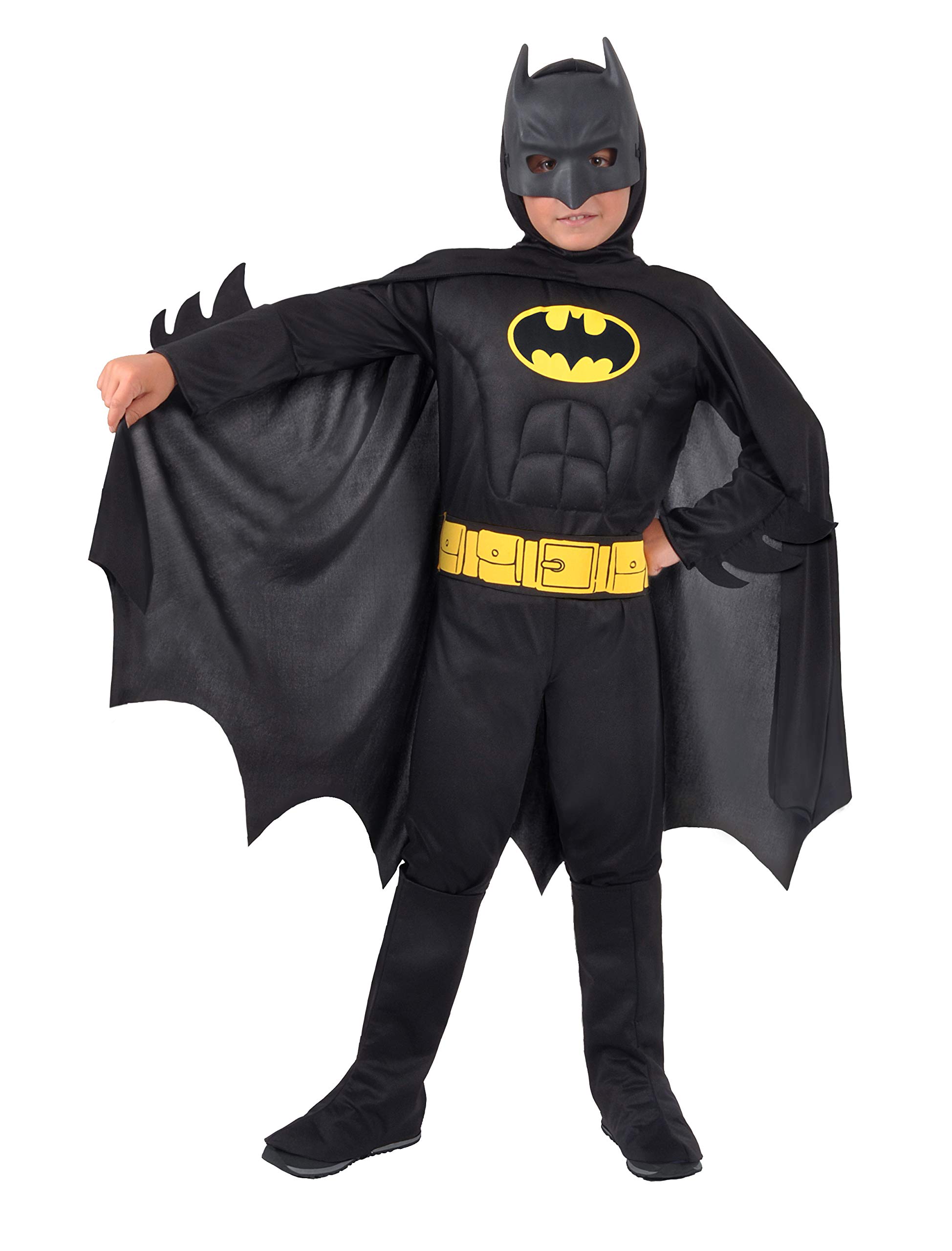 Batman Dark Knight costume disguise boy official DC Comics (Size 8-10 years) with padded muscles