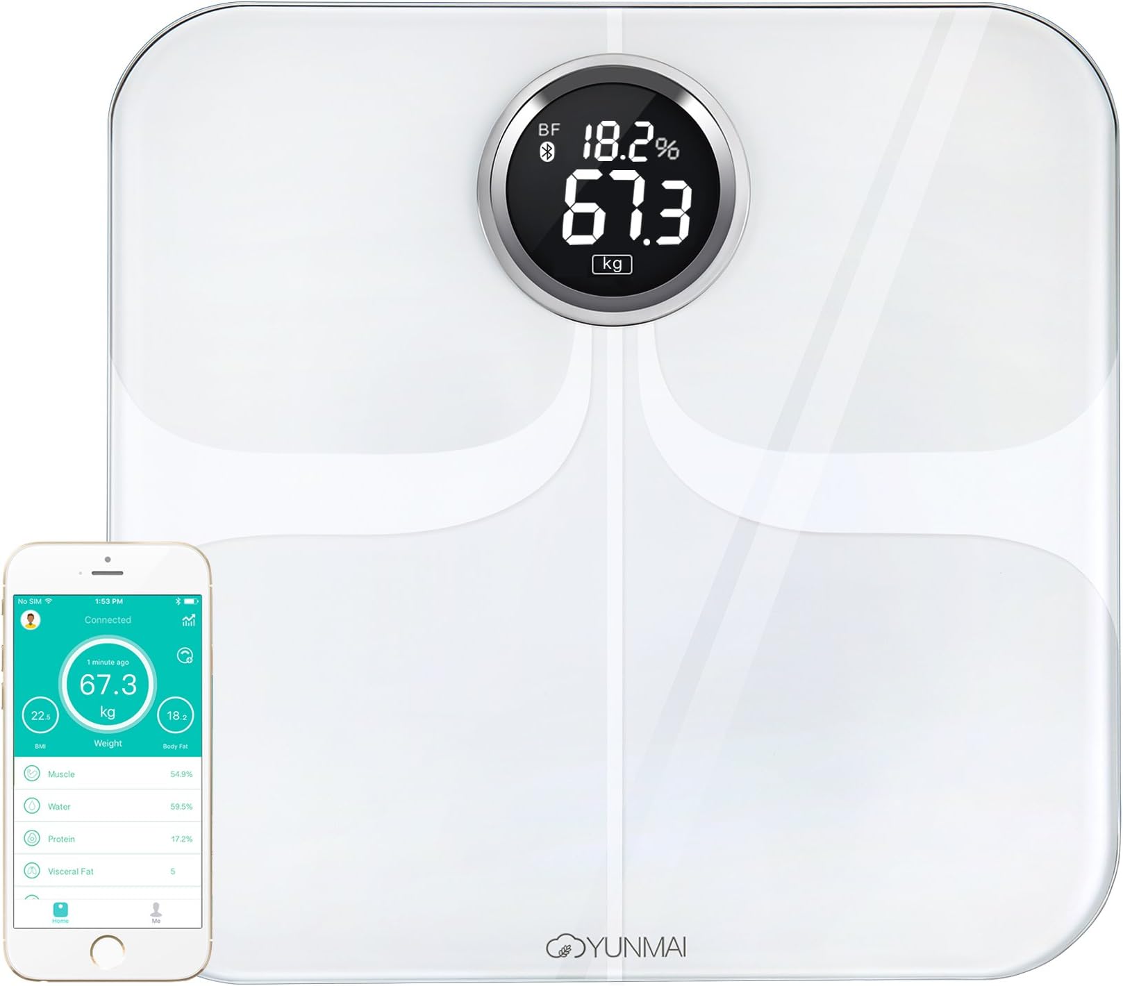YUNMAI Premium Smart Body Analyser - A Bluetooth Bathroom Scale with 10 Body Composition analysis (Inc. Body fat)