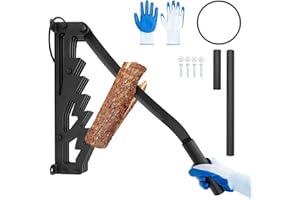 Johaus Wall Mounted Log Splitter, Heavy-Duty Carbon Steel Wood Splitter with Long & Short Handles Gloves, Manual Kindling Splitter for Soft Wood Indoor Fireplace, Campfire & Outdoor Use