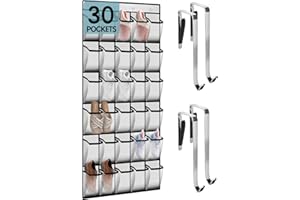 Kotkn WHITE Closet Shoe Rack - 30 Deep Pockets for Women's Heels & Flats, No Tools Hanging Storage