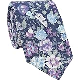 Men's Skinny Tie Linen Floral Print Cotton Necktie Novelty Wedding Ties Various Designs