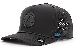 BRIMZ Golf Performance Hat - Tee Holder & Magnetic Ball Marker - Breathable, Sweat & Water Resistant Golfing Snapback Hat
