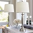 Oneach 28“Table Lamps Set of 2, 3-Way Dimmable Touch Control Bedside Lamps, USB Living Room Lamps, Modern Lamps for Living Room Bedroom Nightstand Silver (Bulb Included)