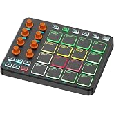 Summina Wireless MIDI Controller 16 RGB Pads 8 Knobs USB MIDI Black | Create beats and control compatible DAWs with wireless or USB MIDI, 16 RGB pads and assignable controls.