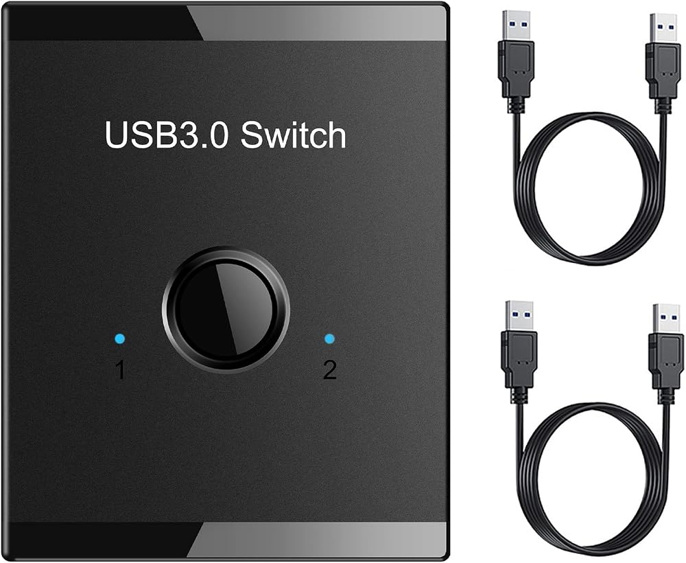Tsadeer USB 3.0 KVM Switch Hub for 1 PC Sharing Keyboard Mouse Printer Black
