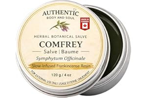 Comfrey Salve, Comfrey Leaf & Root Oil Balm, Melissa, Jojoba, Castor Oil & Infused Frankincense Resin | Alberta Organic Unref