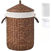 Handwoven Wicker Laundry Basket with Handles 90L (Espresso) | Removable Liner, Round laundry hamper with Handles and lid for Laundry Room