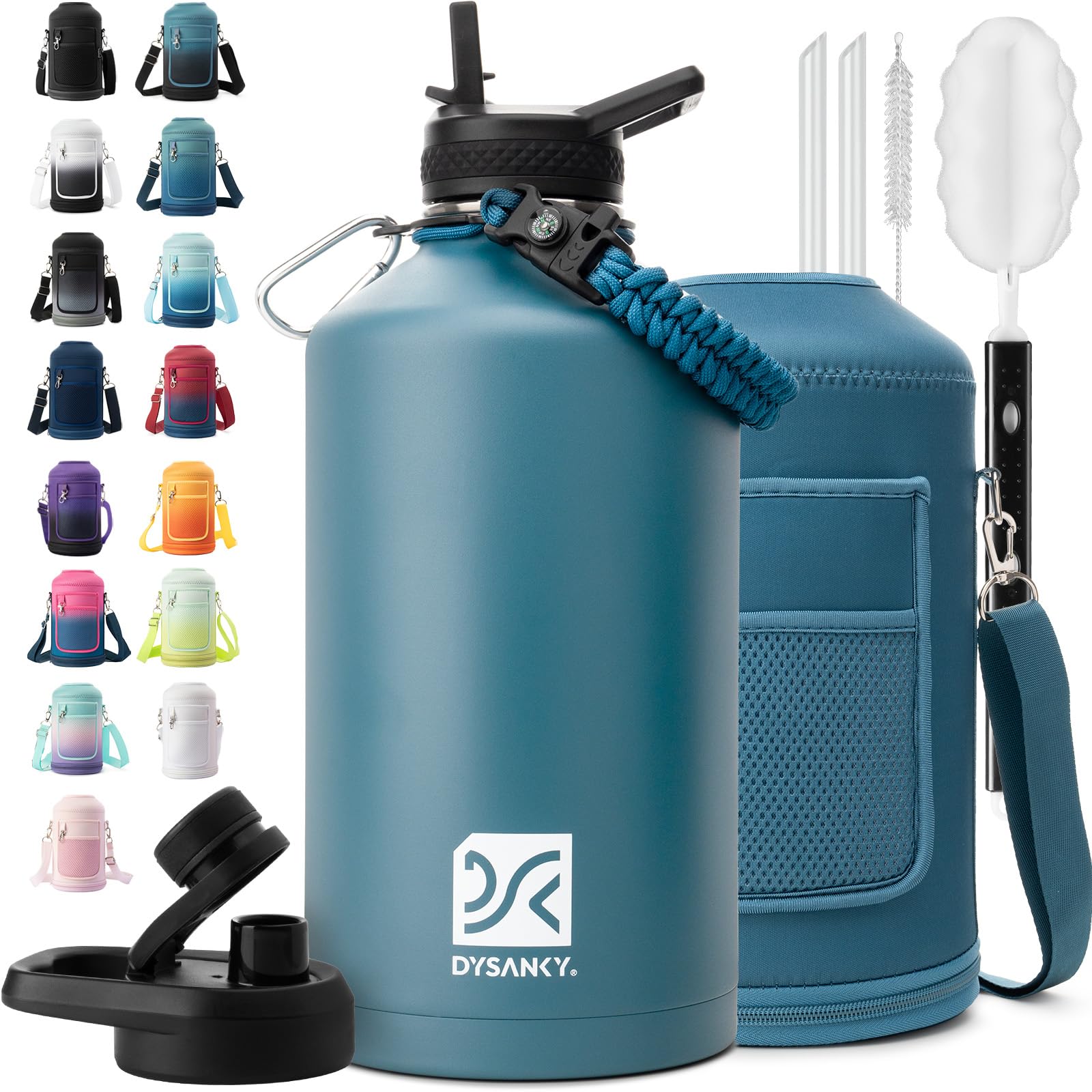 DYSANKY 1 Gallon Water Bottle Insulated | Thickened Stainless Steel Vacuum Metal Water Jug | Portable Sports Large for Gym and Hiking with Straw, Carrier Bag, Handle Strap | BPA-Free 128 oz Image DYSANKY 1 Gallon Water Bottle Insulated | Thickened Stainless Steel Vacuum Metal Water Jug | Portable Sports Large for Gym and Hiking with Straw, Carrier Bag, Handle Strap | BPA-Free 128 oz Image