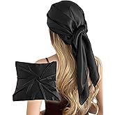 CHUNG Women 35“ Large Satin Scarf Solid Color Silk Feel Square Wraps Big Hair Bandanas 90cm Headscarf Necktie