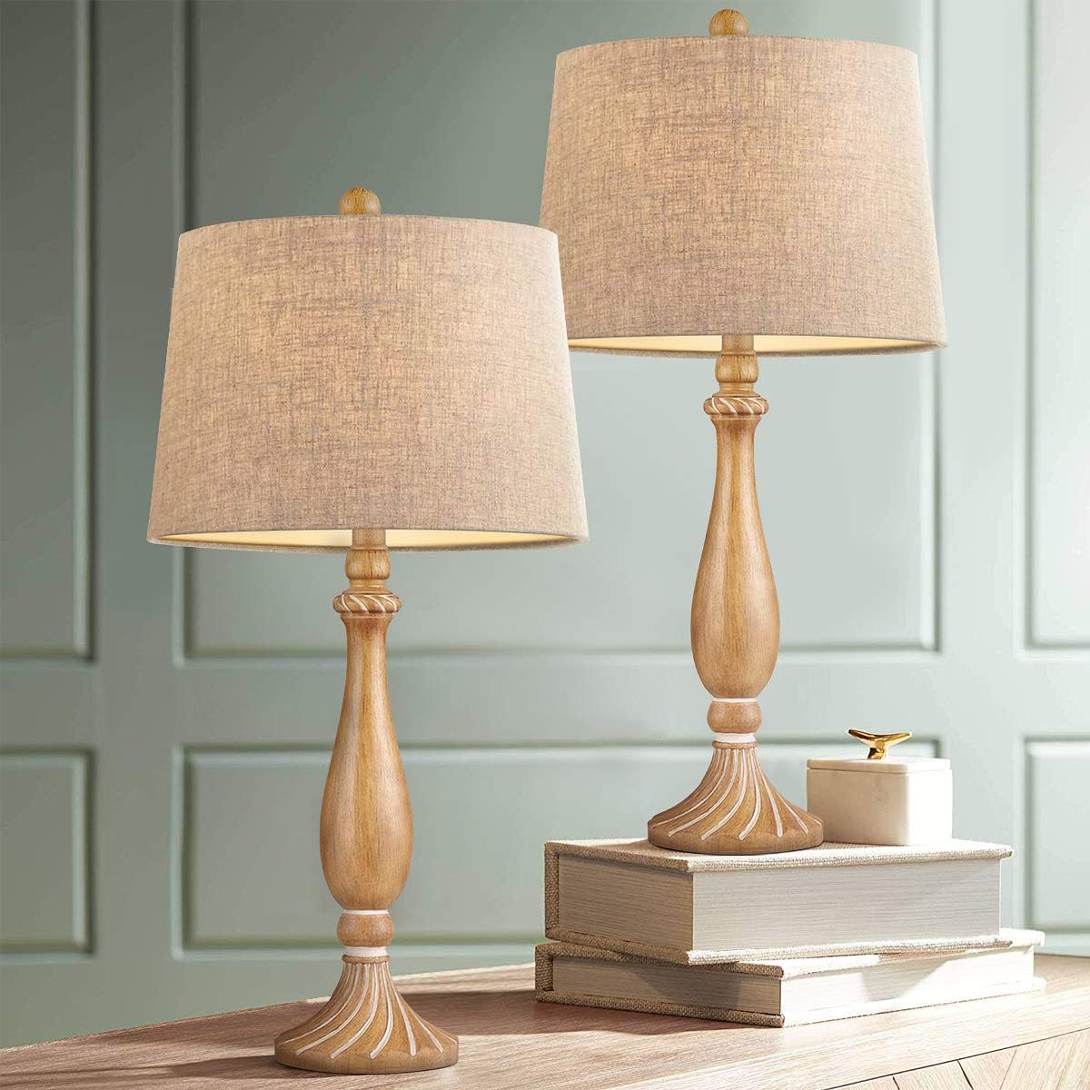 Oneach Table Lamp Set of 2 for Living Room Bedside Accent Lamp Resin Night Light Lamps Set for Bedroom Kid's Room Office