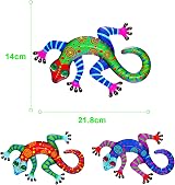 OFFCUP Metal Gecko Wall Decor 3pc Garden Outdoor Wall Art Hanging Sculpture view 3