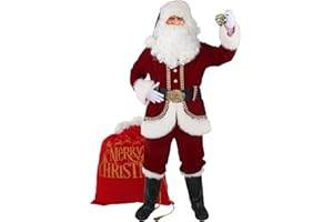 Wabolay Santa Claus Costume for Men Santa Suit Adults 11pcs Mens Deluxe Professional Christmas Clause Outfit Xmas Suits Set