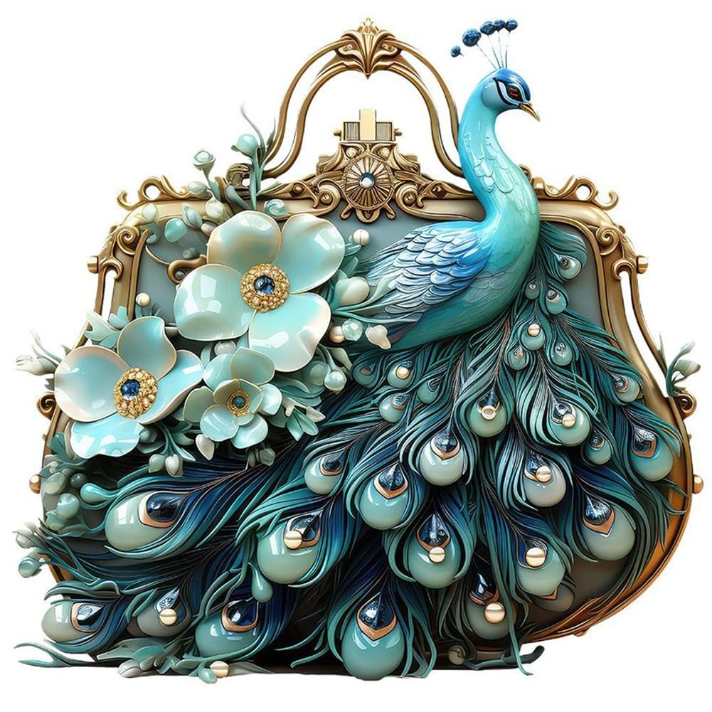 Amiiba Pre Printed Cross Stitch Kits for Adults, Peacock Bird 11ct Stamped Embroidery Kits 15.7×15.7 inch DIY Wall Art Decor for Beginners