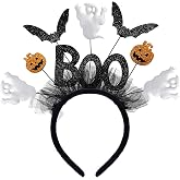 Asikkon Cute Halloween Headband BOO Ghost Headband Sparkling Halloween Headbands for Halloween Costume