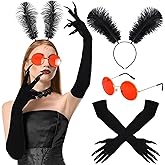 Twistover 3 Pcs Halloween Mothman Costume Accessories Include Paw Gloves Glasses Feather Headband for Unisex Adults Women Men
