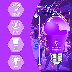 Gonhom 4 Pack A19 LED Purple Light Bulb,9 Watt