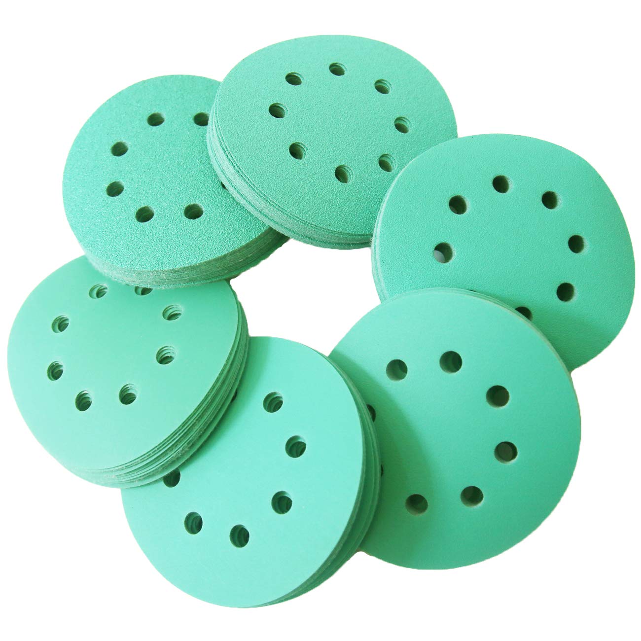 COSPOF 5 Inch 125mm 8 Holes Hook and Loop Sanding Discs,120 Pcs 60/80/120/180/220/320 Coarse Grits Assortment, Sandfilm Replaces Sandpaper to Better Match Orbital Sanders for Paint,Wood and Metal.