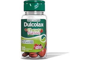 Dulcolax Saline Laxative Chewy Fruit Bites, Fast-Acting Laxative & Gentle Constipation Relief, Cherry Berry Flavor, Magnesium Hydroxide 600 mg, 30 Count