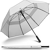 Weatherman Umbrella - Stick Umbrella - Windproof Umbrella Resists Up to 55 MPH Winds - (White)