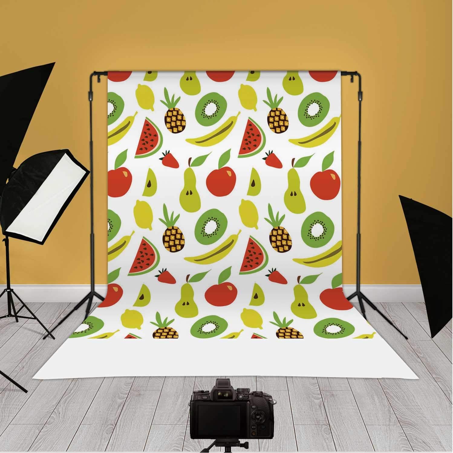 Fruit,Frozen Birthday Party Supplies,and Delicious Banana Watermelon Lemon Pinebackground 191234 Kiwi Strawberry,for Party Supplies,5x6.5ft