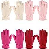 Geyoga 4 Pairs Kids Winter Fleece Gloves Soft Warm Snow Gloves Full Fingers Ski Mittens for Boys Girls Outdoor Activities