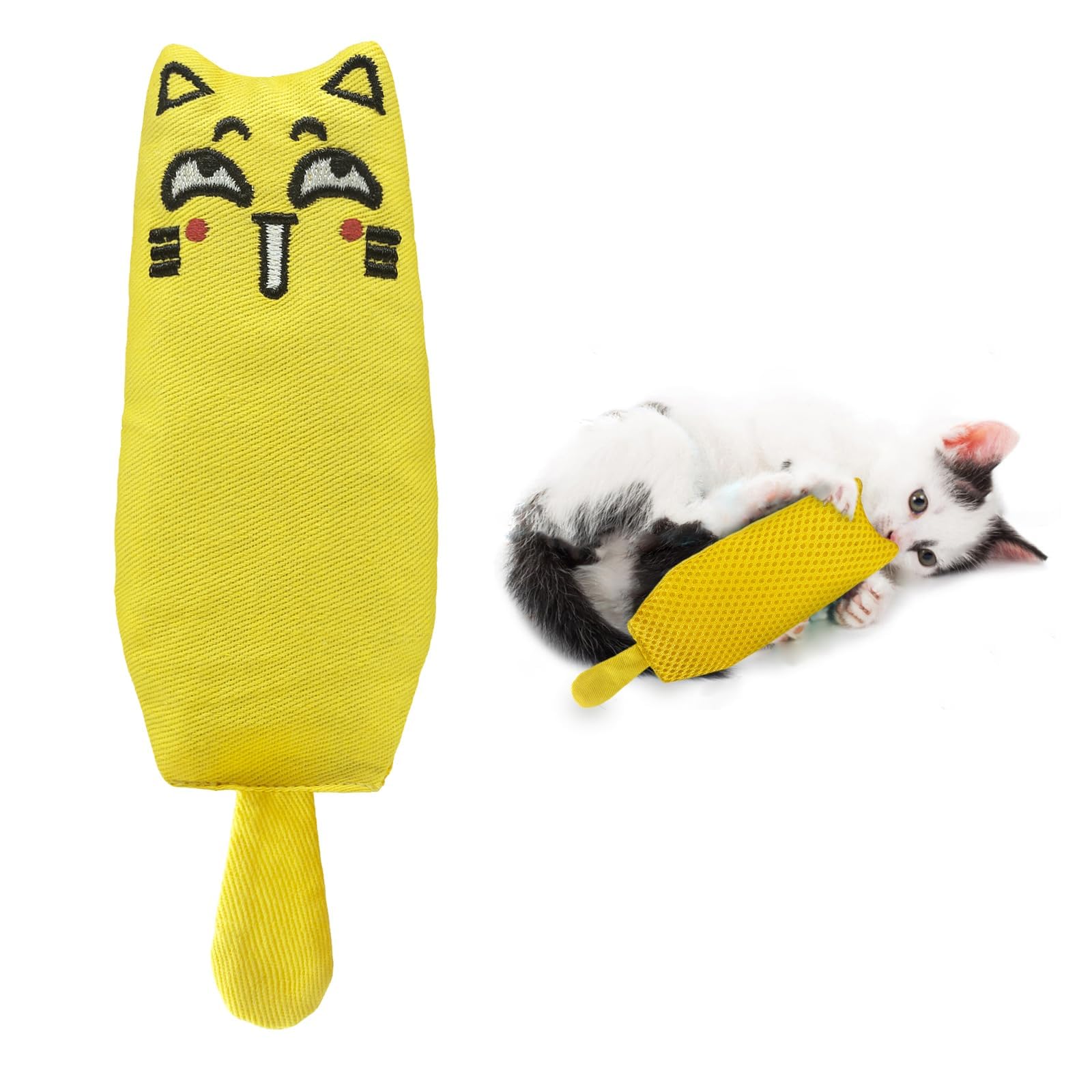 Ertzinla Catnip Toys for Cats - 100% Natural Organic Catnip Kicker Toy, Interactive Plush Cat Toy for Indoor Cats, Kitten Chew Toy, Teeth Cleaning, Vacuum Sealed