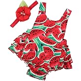 PrinceSasa Baby Girl's Floral Print Ruffles Romper Summer Clothes