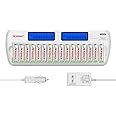 Tenergy Centura AA Rechargeable Batteries Low Self-Discharge and TN438 16-Bay Smart Battery Charger, 16 Pack AA Batteries and Charger