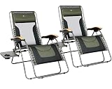 Portal Oversized Mesh Back Zero Gravity Reclining Patio Chairs, XL Padded Seat Folding Patio Lounge Chair with Adjustable Pillows and Cup Holder for Poolside Backyard/Lawn, Support 350lbs